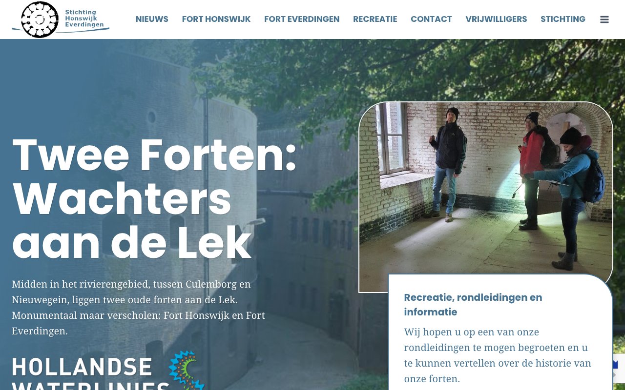 Screenshot van de website Stichting Forten Honswijk Everdingen (forten-honswijk-everdingen.nl)